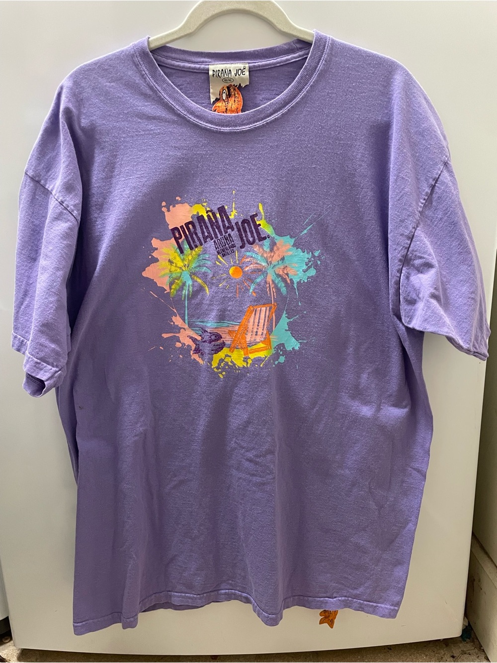 Pirana Joe Shirts Men's Size XL Purple Short Sleeve Crew Neck Logo Cancun